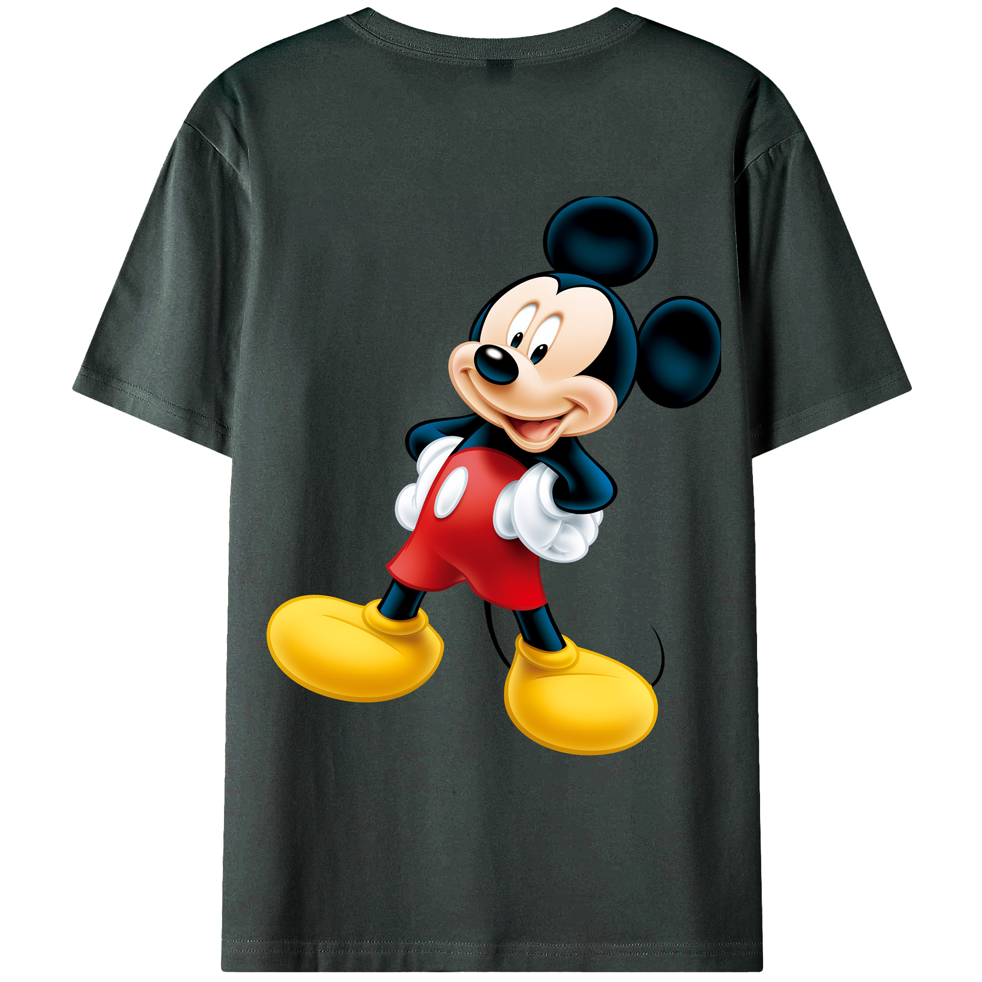 （画像用） ミッキーマウス Mickey Mouse 綿100％ メンズ半袖Tシャツ（バックプリント） 通気性